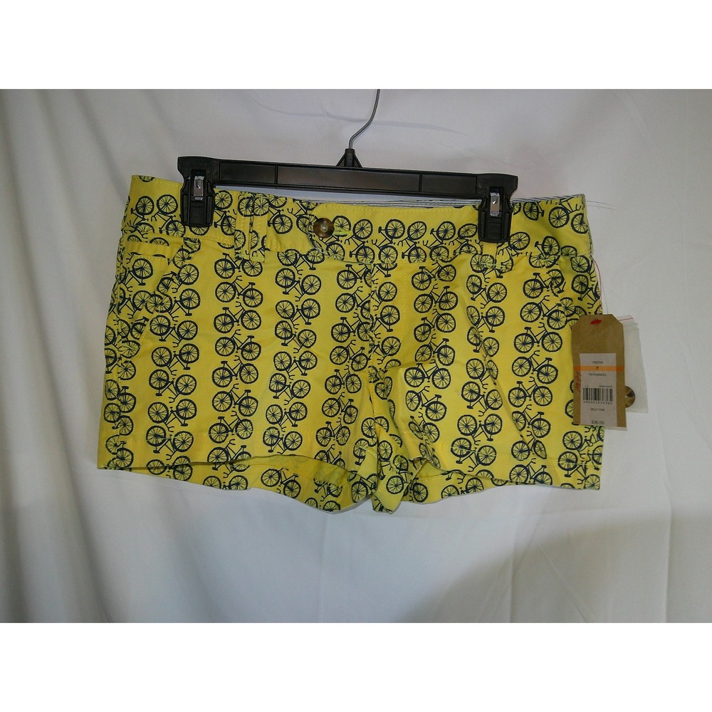 Red Camel Bike Print Shorts Yellow Casual Everyday Shorts Size‎ 7 NWT $36